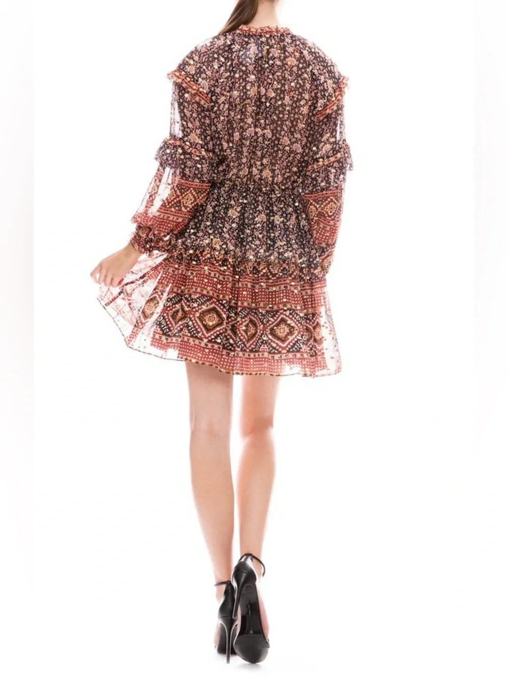 Ulla Johnson Erisa Floral Silk Georgette Metallic Mini Dress - Picture 2 of 9